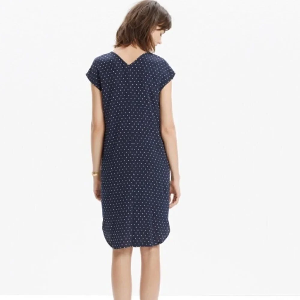 Madewell Layout Tunic Polka Dot Dress Navy Blue White Size Medium